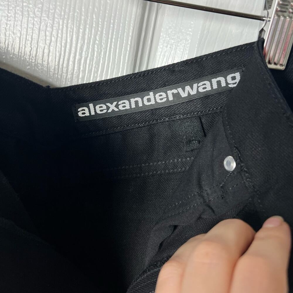 Alexander Wang Womens High Rise Dipped Back Distressed Knee Black Jeans 27 - Picture 11 of 12